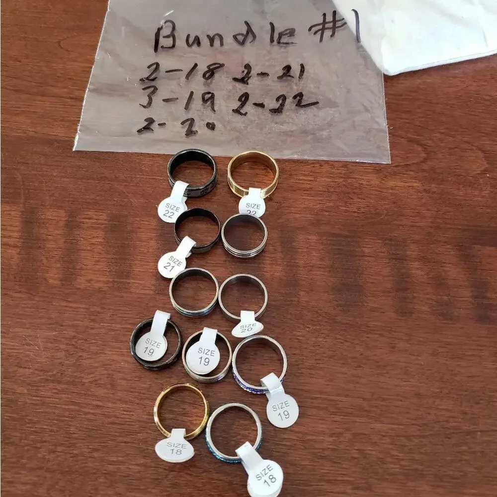 RINGS lot 11 nwt stainless steel rings various patterns and‎ colors 18…
